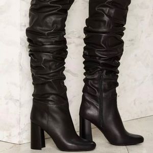 Jeffrey Campbell Intrigue Leather black over the knee boots sz 6 msrp $225
